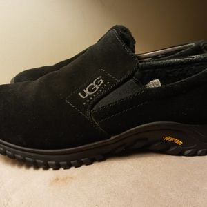 Black Sheepskin Suede UGG Slip Ons w/ Vibram Soles